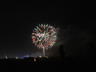 Fourth of July Fireworks from the beach and boardwalk of the Jersey Shore  