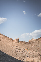 Remains of the ancient fortress Yamchun in the Tien Shan mountains in Tajikistan in Pamir, ruins of the fortress fort