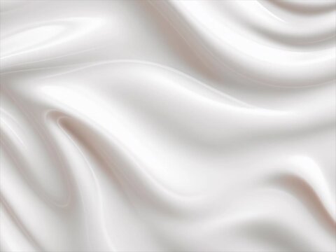 Silky white liquid waves with soft smooth texture, suggesting gentle motion. Milk, yogurt or cream surface