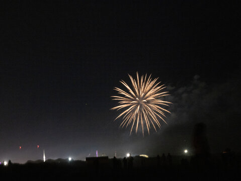 Fourth of July Fireworks from the beach and boardwalk of the Jersey Shore 