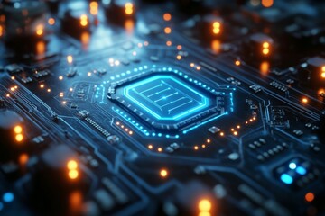Obraz premium A modern computer chip. Electronic parts. Generative AI