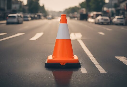 man 3d cone traffic three-dimensional pylon construction detour servicing communication mark human witty concept cap shape male type guy character note draw people orange wei abstract