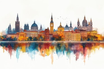 Fototapeta premium The essence of European tourism, showcasing these famous landmarks in vibrant detail, of iconic European landmarks. Generative AI