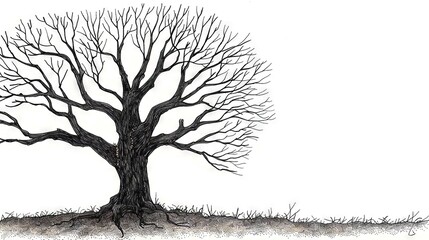 Obraz premium A monochrome illustration of a bare tree against a white canvas