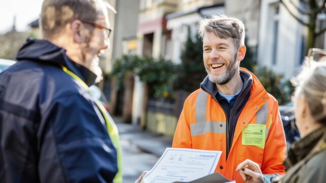 A postal worker receiving an appreciation certificate for outstanding service,