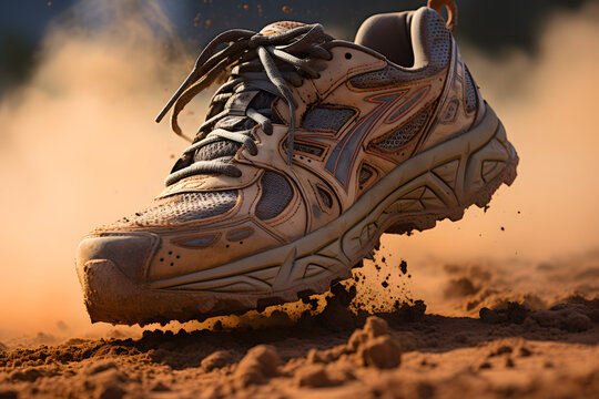 Close up of ail runner sport shoes making swift 