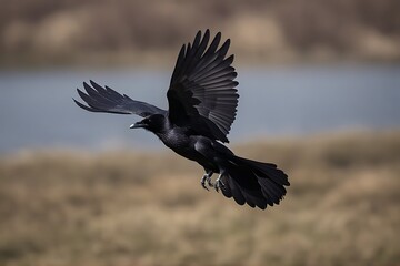 raven flight isolated fly flying white background crow black wing feather bird animal nature wildlife fauna birding