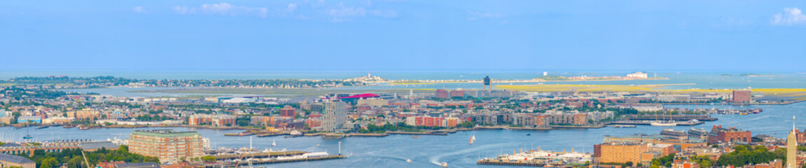 Fototapeta premium Aerial panorama Logan International Airport Boston Massachusetts USA 2024