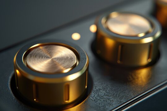 A close-up shot of stove knobs with detailed texture and design