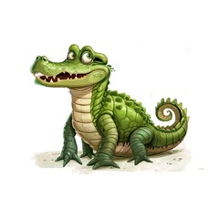 Fototapeta premium Alligator Wood element animal cartoon isolated whitebackground 16:9