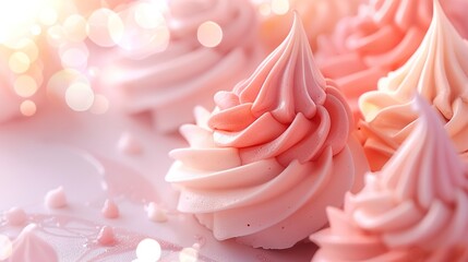 Fototapeta premium A collection of cupcakes perched atop a frosted table, adorned with sprinkles