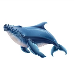 Fototapeta premium blue whale Gravity element animal cartoon isolated whitebackground 16:9