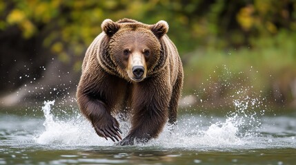 Obraz premium Grizzly bears are big, strong North American brown bears. They have a hump on their shoulders and live mostly in western North America.