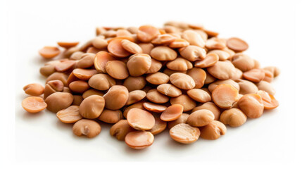 A whole pile of lentils isolated on white
