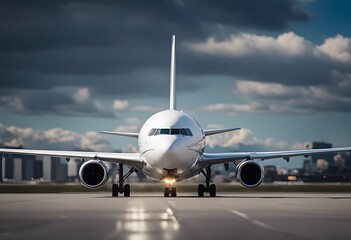 Obraz premium view back airplane commercial background altitude runway sunlight take vacation landscape journey sun travel aeroplane fly transportation aircraft air flight sky trip aviation plane transport