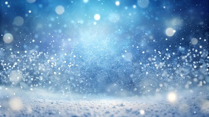 Obraz premium Sparkling Snowfall on a Frosty Blue Winter Background with Soft Light