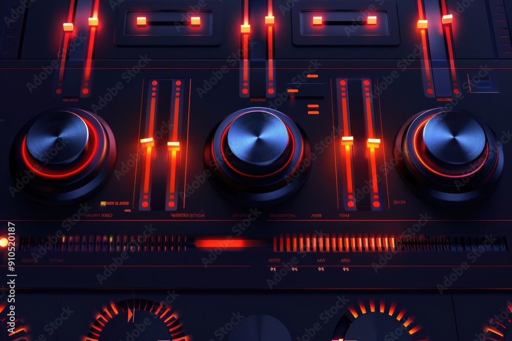 Aufkleber A close-up view of a DJ controller with red lights, perfect for music-related uses