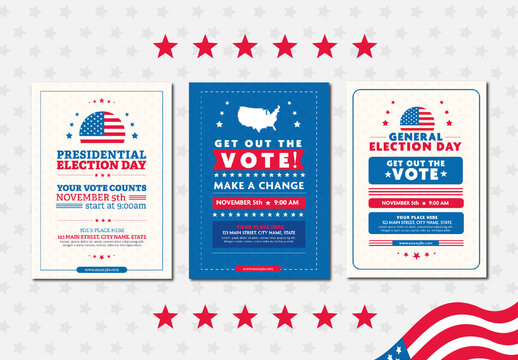 Patriotic USA Election Day Voting Flyer Template