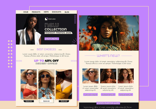 Modern Fashion Ecommerce Website and Newsletter Template