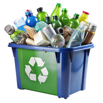 Bin filled with recyclable bottles and cans