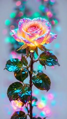 minimalist iridescent single roseflower isolated on a background