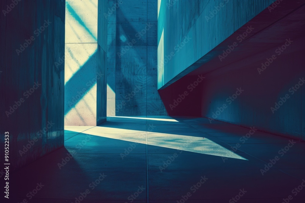 Poster simple interior of an empty room with bare walls and floor