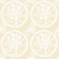 Modern white on cream lace effect wedding background texture. Soft tonal linen openwork block print with subtle hand drawn lattice damask printed fabric backdrop. 