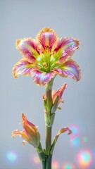 Fototapeta premium minimalist iridescent single amaryllisflower isolated background