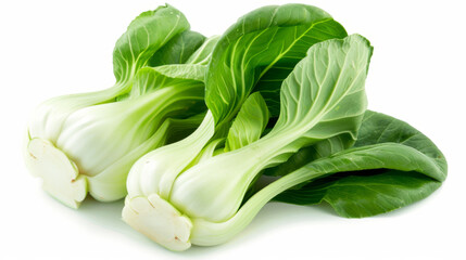 A whole bok choy isolated on a white background