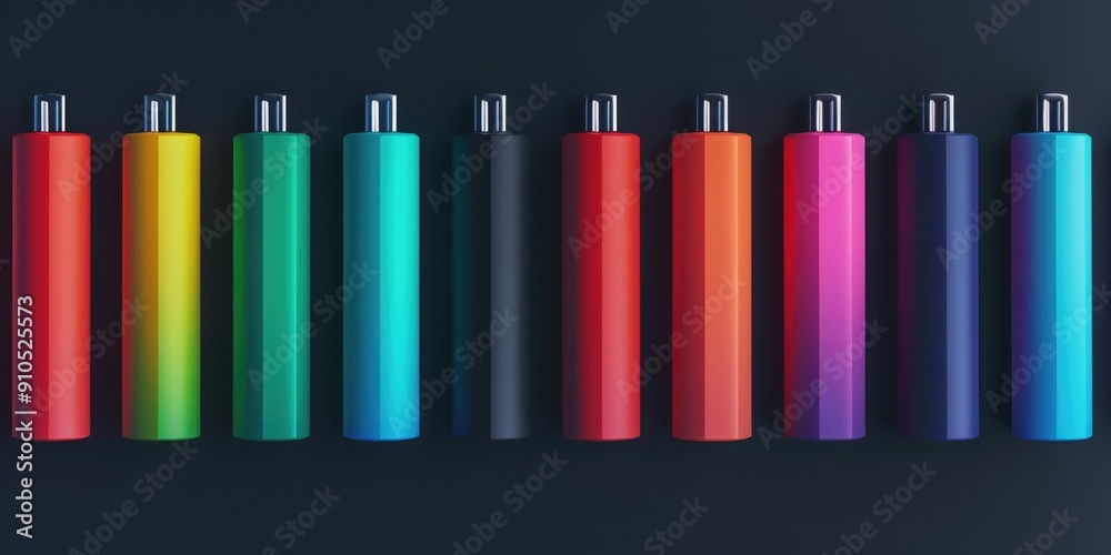 Poster a row of colorful candles sits on a table, ready for use or decoration