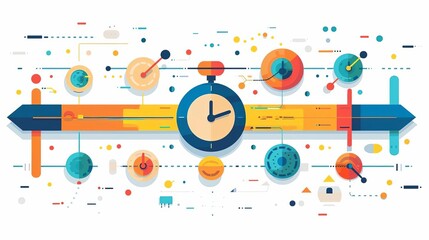 Obraz premium Project timeline with deadlines, key dates, flat design illustration