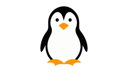 simple illustration of a penguin on a white background, simple vector shape of a cute penguin vector illustration