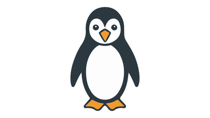 simple illustration of a penguin on a white background, simple vector shape of a cute penguin vector illustration