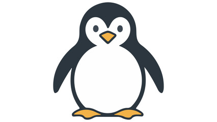 simple illustration of a penguin on a white background, simple vector shape of a cute fat penguin vector illustration
