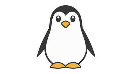 simple illustration of a penguin on a white background, simple vector shape of a cute penguin vector illustration
