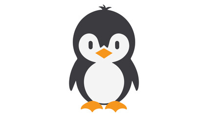 simple illustration of a penguin on a white background, simple vector shape of a cute little penguin vector illustration cartoon