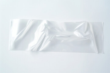 Stripe of transparent plastic tape on a white background