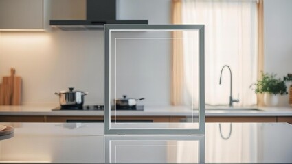 Glass frame displayed in kitchen. modern kitchen interior.