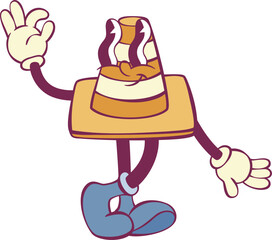 Traffic cone character in retro groovy style