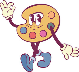 Palette retro groovy mascot cartoon character 