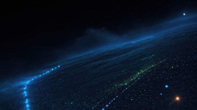 Abstract Dynamic Blue Shapes Glowing Lines Digital Composition