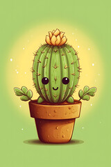 Happy Cactus Plant in a Pot 