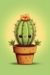 Happy Cactus Plant in a Pot 