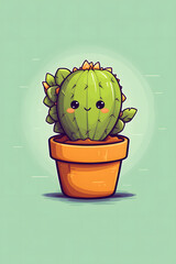 Happy Cactus Plant in a Pot 