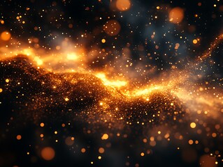 Obraz premium Golden Galactic Glow, gold and black. defocused, banner 