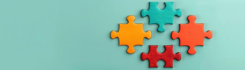 Obraz premium Puzzle challenge, competitive scene, flat design illustration