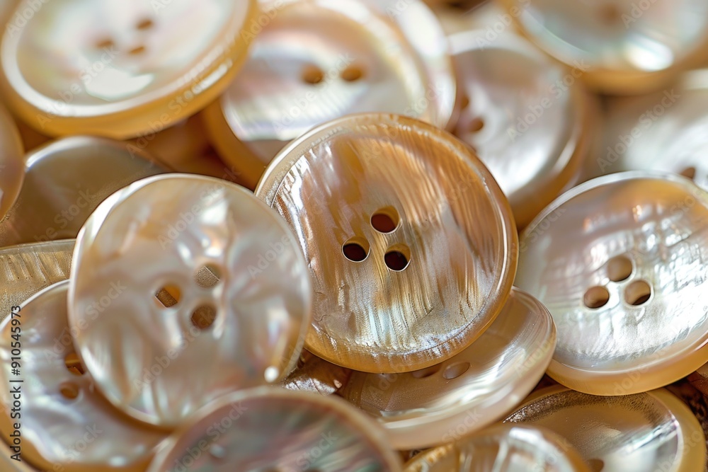 Aufkleber a pile of colorful buttons photographed in a close-up shot