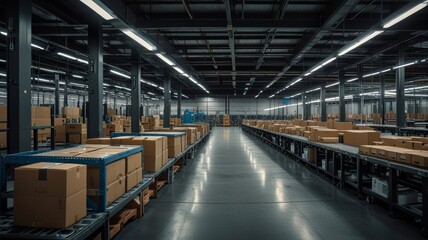 Fototapeta premium A scene of a high-tech robotic mail distribution center