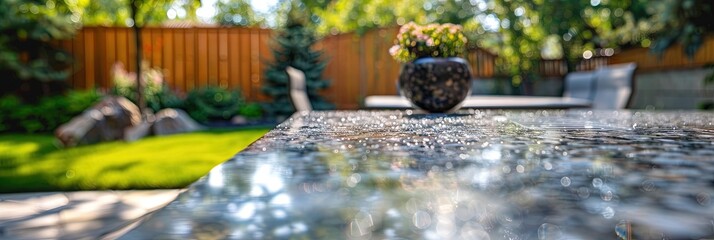 Fototapeta premium clean granite countertop in the backyard