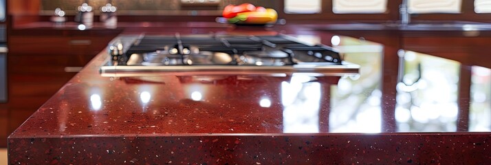 clean red granite countertop